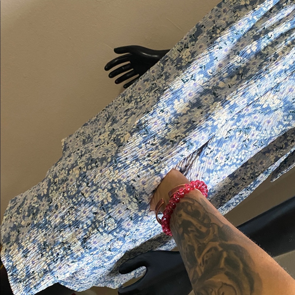 Blue Floral Sundress with Ruffled Straps and Pockets! - Picture 8 of 14